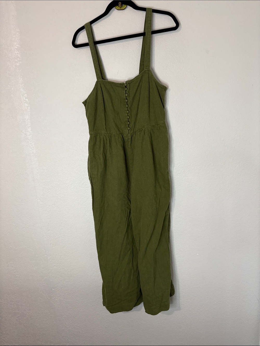 Madewell Linen Cotton Button Jumpsuit Green Wide Leg 12 - Picture 4 of 9